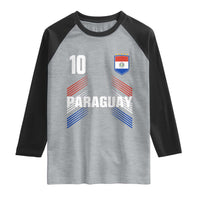 Paraguay Soccer Sports Graphic Number 10 Jersey Style Raglan Shirt Proud Paraguayan Football Fans Game Day Pride