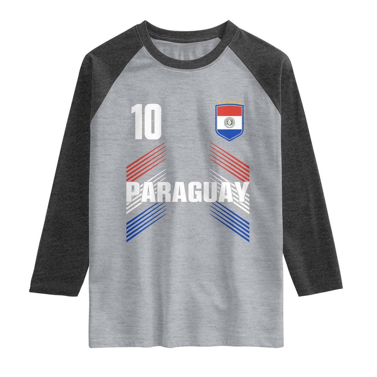 Paraguay Soccer Sports Graphic Number 10 Jersey Style Raglan Shirt Proud Paraguayan Football Fans Game Day Pride