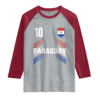 Paraguay Soccer Sports Graphic Number 10 Jersey Style Raglan Shirt Proud Paraguayan Football Fans Game Day Pride