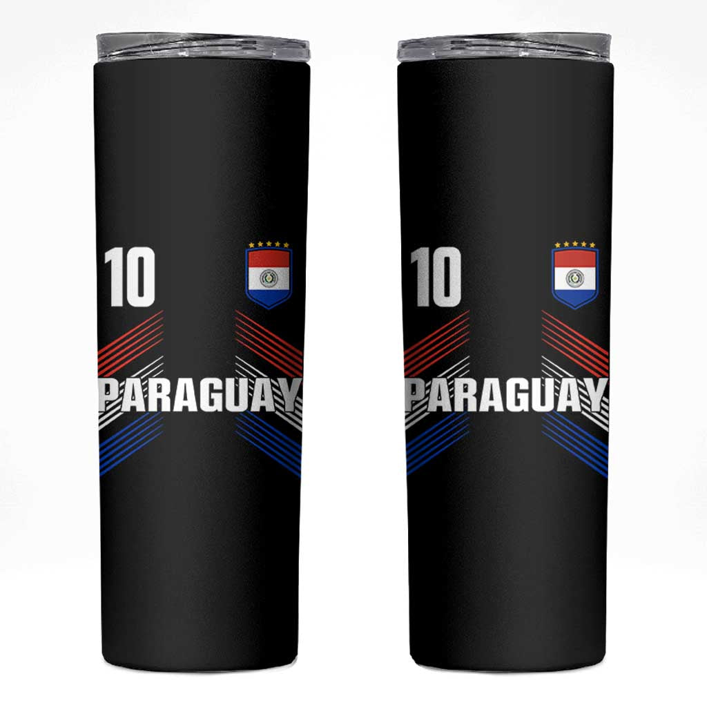 Paraguay Soccer Sports Graphic Number 10 Jersey Style Skinny Tumbler Proud Paraguayan Football Fans Game Day Pride