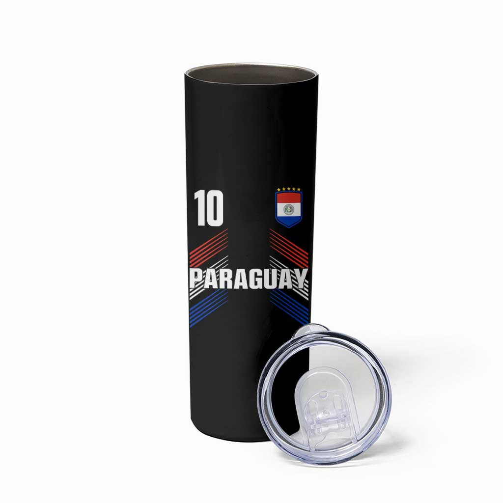 Paraguay Soccer Sports Graphic Number 10 Jersey Style Skinny Tumbler Proud Paraguayan Football Fans Game Day Pride