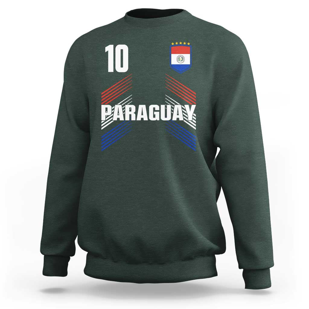 Paraguay Soccer Sports Graphic Number 10 Jersey Style Sweatshirt Proud Paraguayan Football Fans Game Day Pride