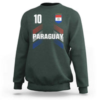 Paraguay Soccer Sports Graphic Number 10 Jersey Style Sweatshirt Proud Paraguayan Football Fans Game Day Pride