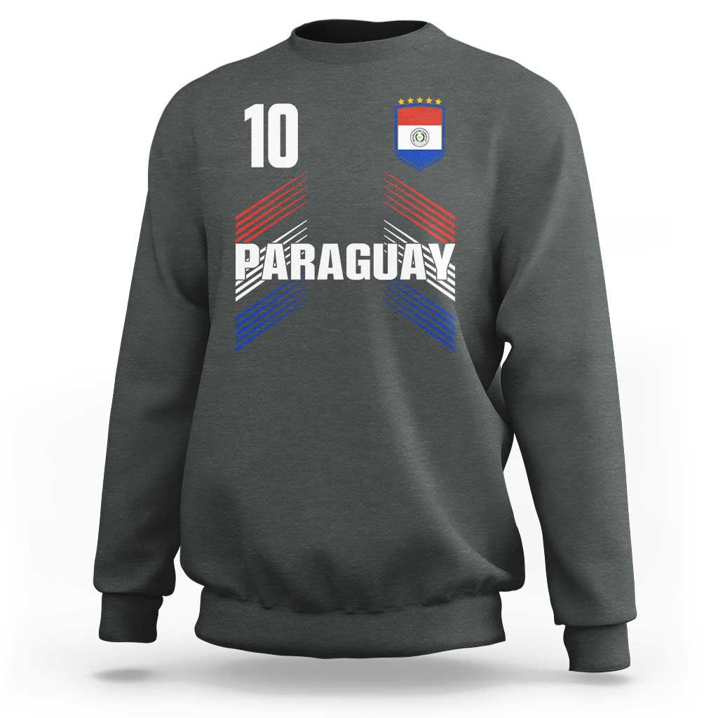 Paraguay Soccer Sports Graphic Number 10 Jersey Style Sweatshirt Proud Paraguayan Football Fans Game Day Pride