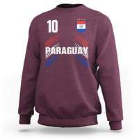 Paraguay Soccer Sports Graphic Number 10 Jersey Style Sweatshirt Proud Paraguayan Football Fans Game Day Pride