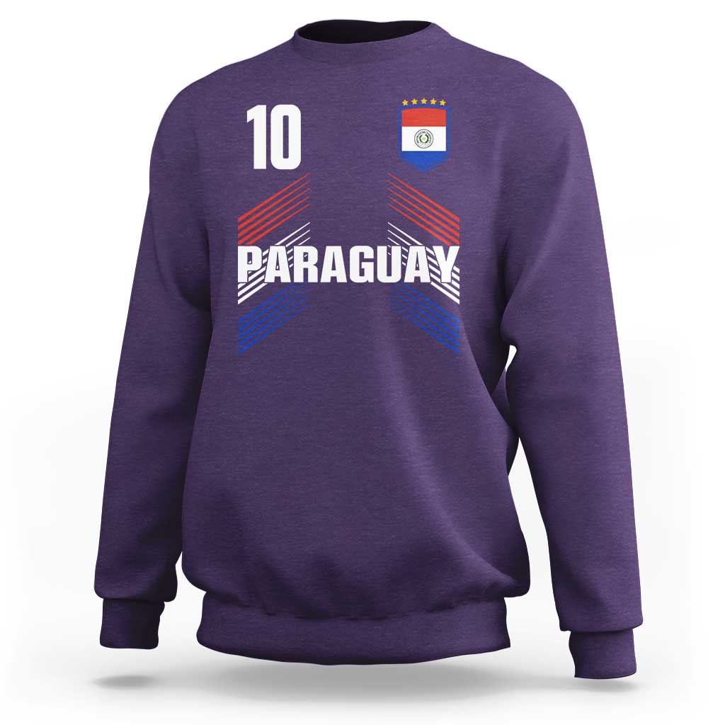 Paraguay Soccer Sports Graphic Number 10 Jersey Style Sweatshirt Proud Paraguayan Football Fans Game Day Pride