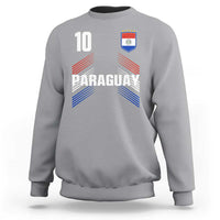 Paraguay Soccer Sports Graphic Number 10 Jersey Style Sweatshirt Proud Paraguayan Football Fans Game Day Pride