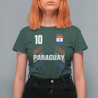 Paraguay Soccer Sports Graphic Number 10 Jersey Style T Shirt For Women Proud Paraguayan Football Fans Game Day Pride