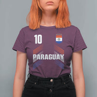 Paraguay Soccer Sports Graphic Number 10 Jersey Style T Shirt For Women Proud Paraguayan Football Fans Game Day Pride