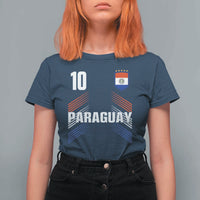 Paraguay Soccer Sports Graphic Number 10 Jersey Style T Shirt For Women Proud Paraguayan Football Fans Game Day Pride