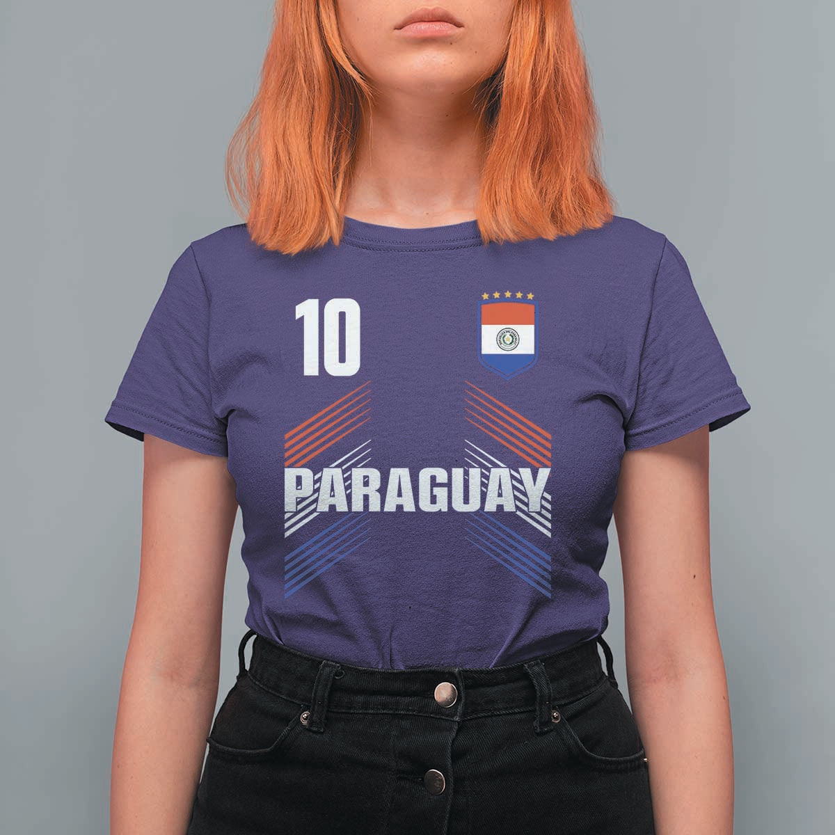 Paraguay Soccer Sports Graphic Number 10 Jersey Style T Shirt For Women Proud Paraguayan Football Fans Game Day Pride