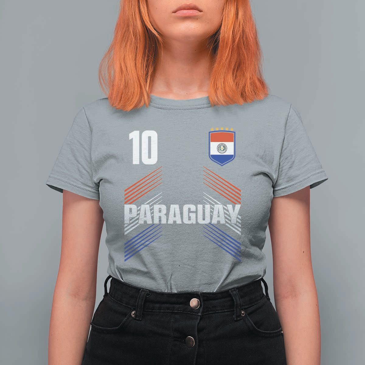 Paraguay Soccer Sports Graphic Number 10 Jersey Style T Shirt For Women Proud Paraguayan Football Fans Game Day Pride