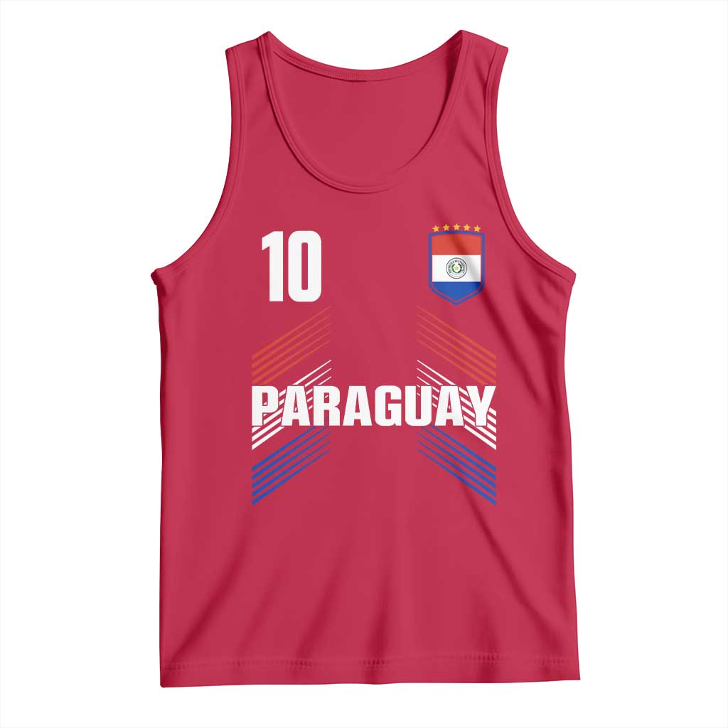 Paraguay Soccer Sports Graphic Number 10 Jersey Style Tank Top Proud Paraguayan Football Fans Game Day Pride