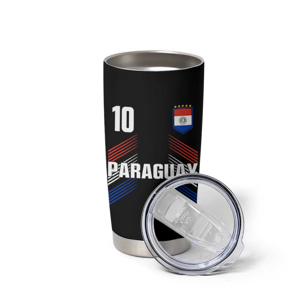 Paraguay Soccer Sports Graphic Number 10 Jersey Style Tumbler Cup Proud Paraguayan Football Fans Game Day Pride