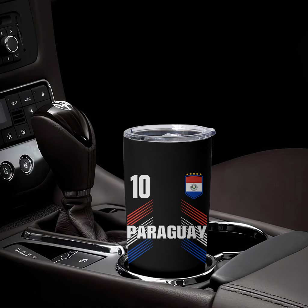 Paraguay Soccer Sports Graphic Number 10 Jersey Style Tumbler Cup Proud Paraguayan Football Fans Game Day Pride