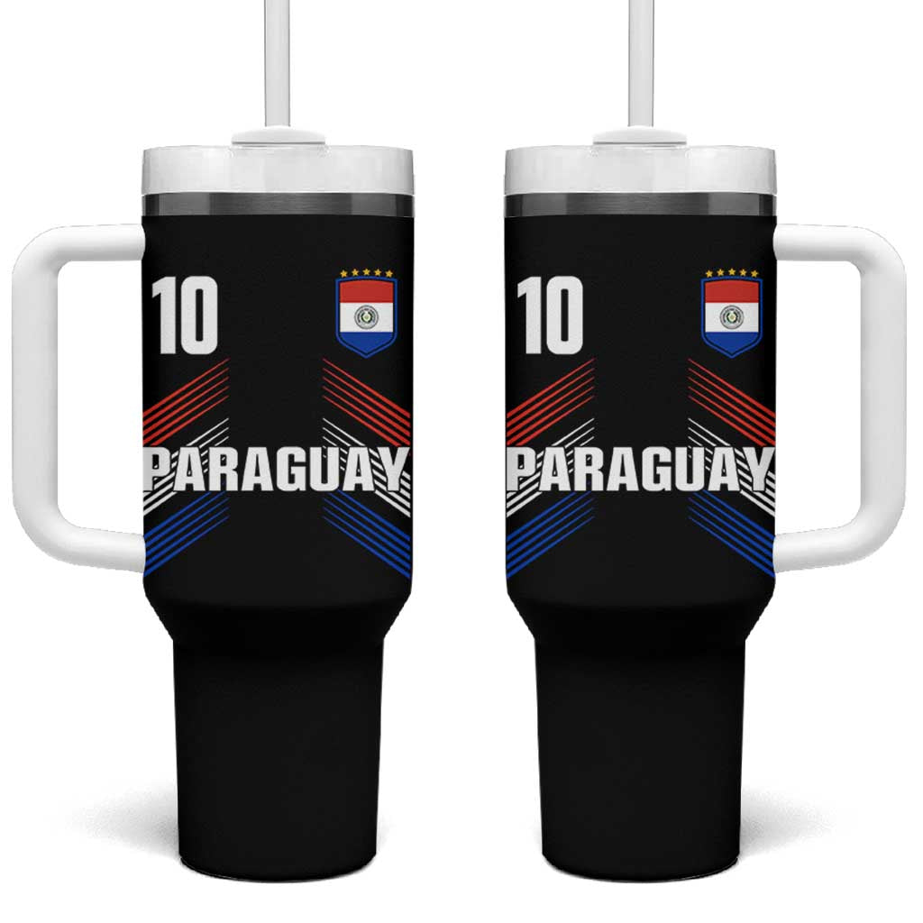 Paraguay Soccer Sports Graphic Number 10 Jersey Style Tumbler With Handle Proud Paraguayan Football Fans Game Day Pride
