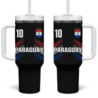 Paraguay Soccer Sports Graphic Number 10 Jersey Style Tumbler With Handle Proud Paraguayan Football Fans Game Day Pride