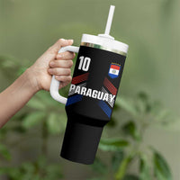 Paraguay Soccer Sports Graphic Number 10 Jersey Style Tumbler With Handle Proud Paraguayan Football Fans Game Day Pride