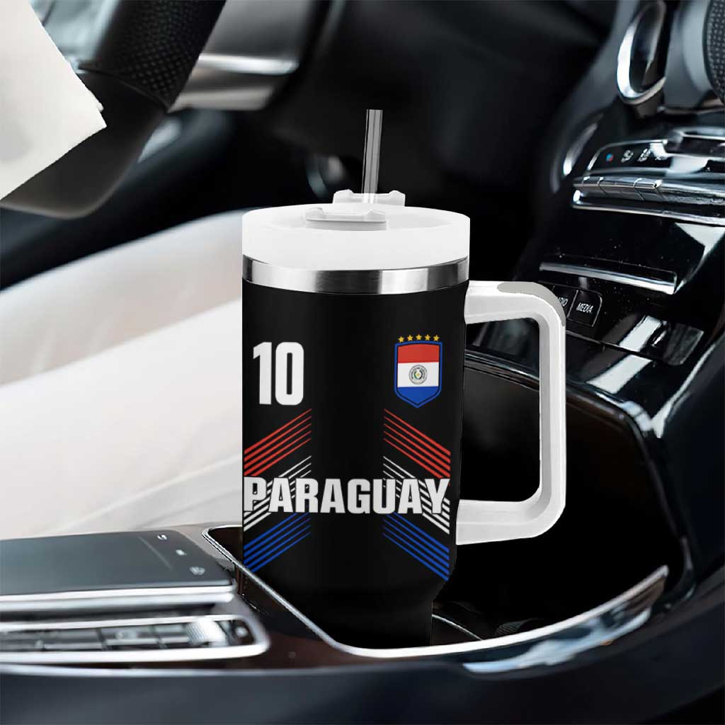 Paraguay Soccer Sports Graphic Number 10 Jersey Style Tumbler With Handle Proud Paraguayan Football Fans Game Day Pride