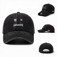 Paraguay Soccer Sports Graphic Number 10 Jersey Style Washed Cotton Baseball Cap Proud Paraguayan Football Fans Game Day Pride