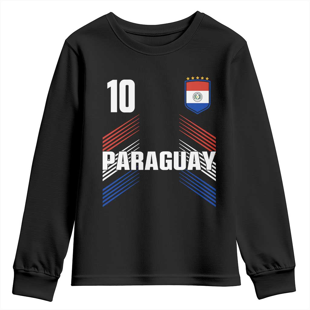 Paraguay Soccer Sports Graphic Number 10 Jersey Style Youth Sweatshirt Proud Paraguayan Football Fans Game Day Pride