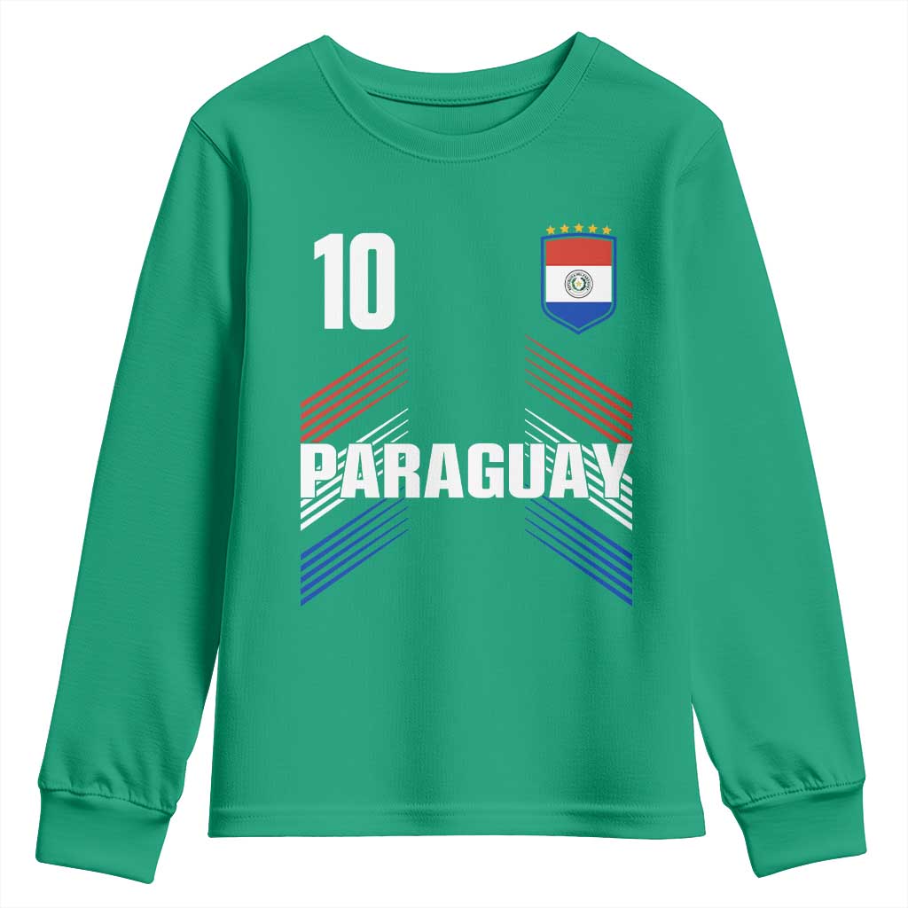 Paraguay Soccer Sports Graphic Number 10 Jersey Style Youth Sweatshirt Proud Paraguayan Football Fans Game Day Pride
