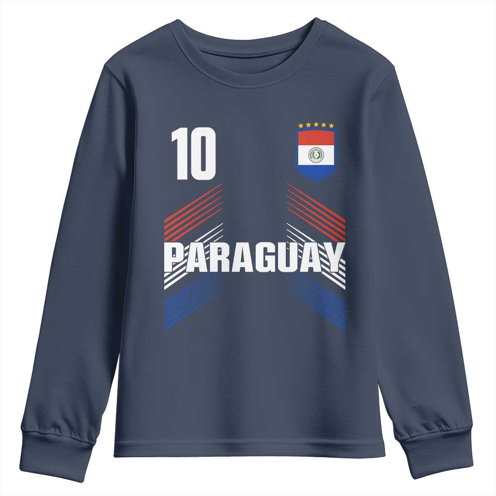 Paraguay Soccer Sports Graphic Number 10 Jersey Style Youth Sweatshirt Proud Paraguayan Football Fans Game Day Pride