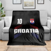 Croatia Soccer Sports Graphic Number 10 Jersey Style Throw Blanket Proud Croatian Football Fans Game Day Pride