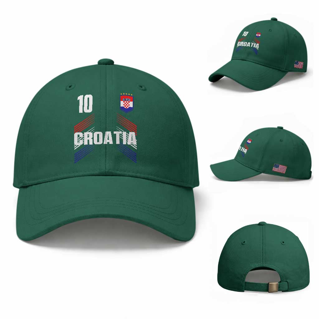 Croatia Soccer Sports Graphic Number 10 Jersey Style Baseball Cap Proud Croatian Football Fans Game Day Pride