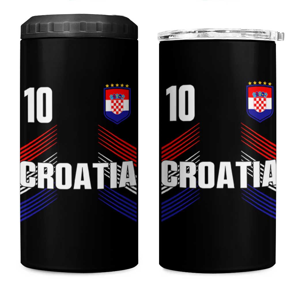 Croatia Soccer Sports Graphic Number 10 Jersey Style 4 in 1 Can Cooler Tumbler Proud Croatian Football Fans Game Day Pride