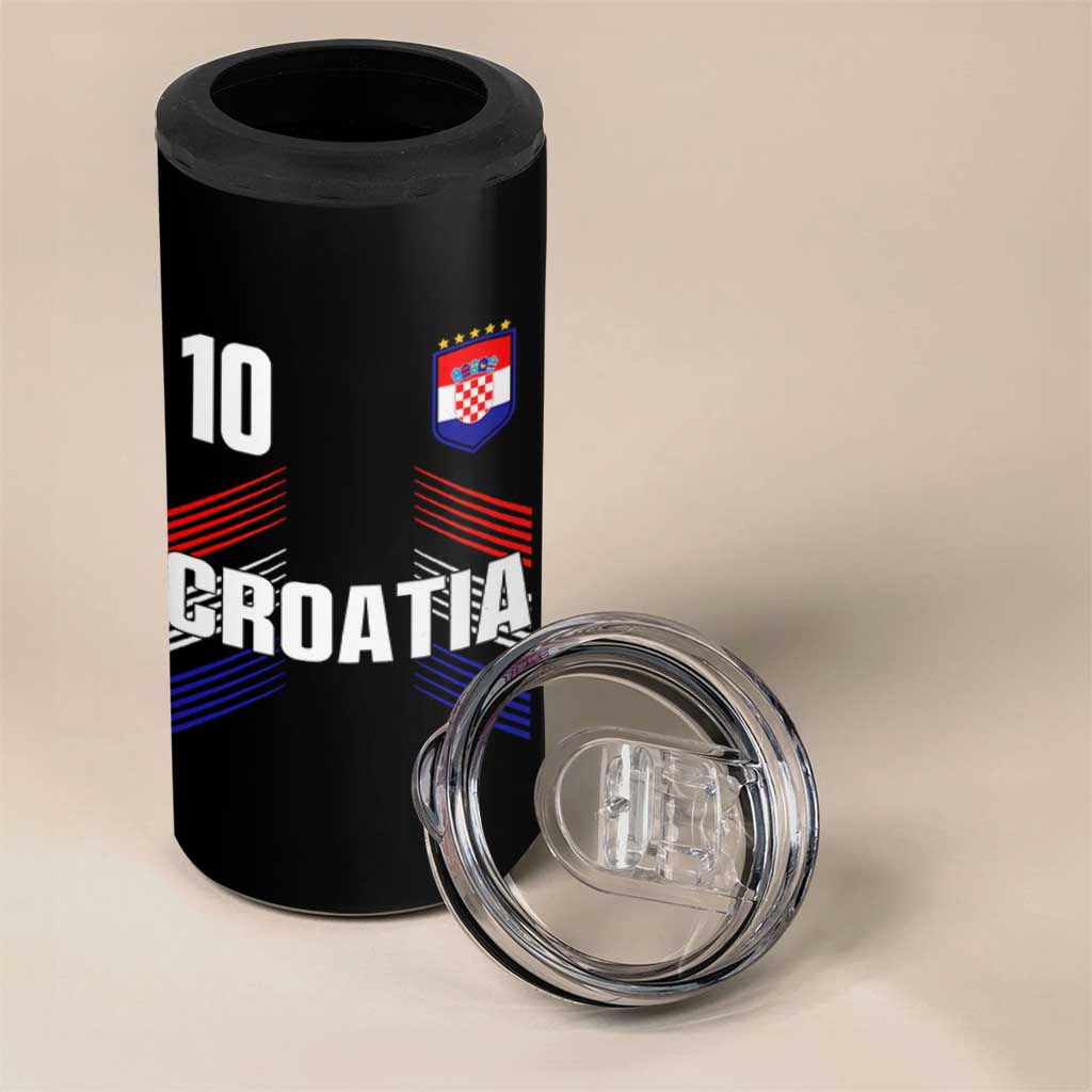 Croatia Soccer Sports Graphic Number 10 Jersey Style 4 in 1 Can Cooler Tumbler Proud Croatian Football Fans Game Day Pride