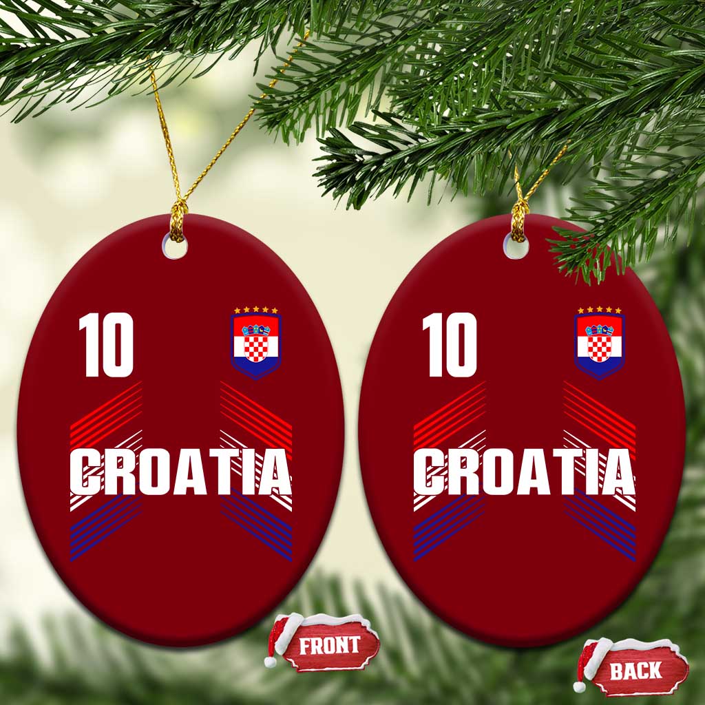 Croatia Soccer Sports Graphic Number 10 Jersey Style Ceramic Ornament Proud Croatian Football Fans Game Day Pride