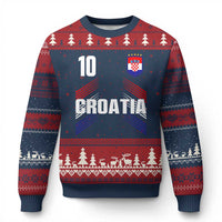 Croatia Soccer Sports Graphic Number 10 Jersey Style Ugly Christmas Sweater Proud Croatian Football Fans Game Day Pride