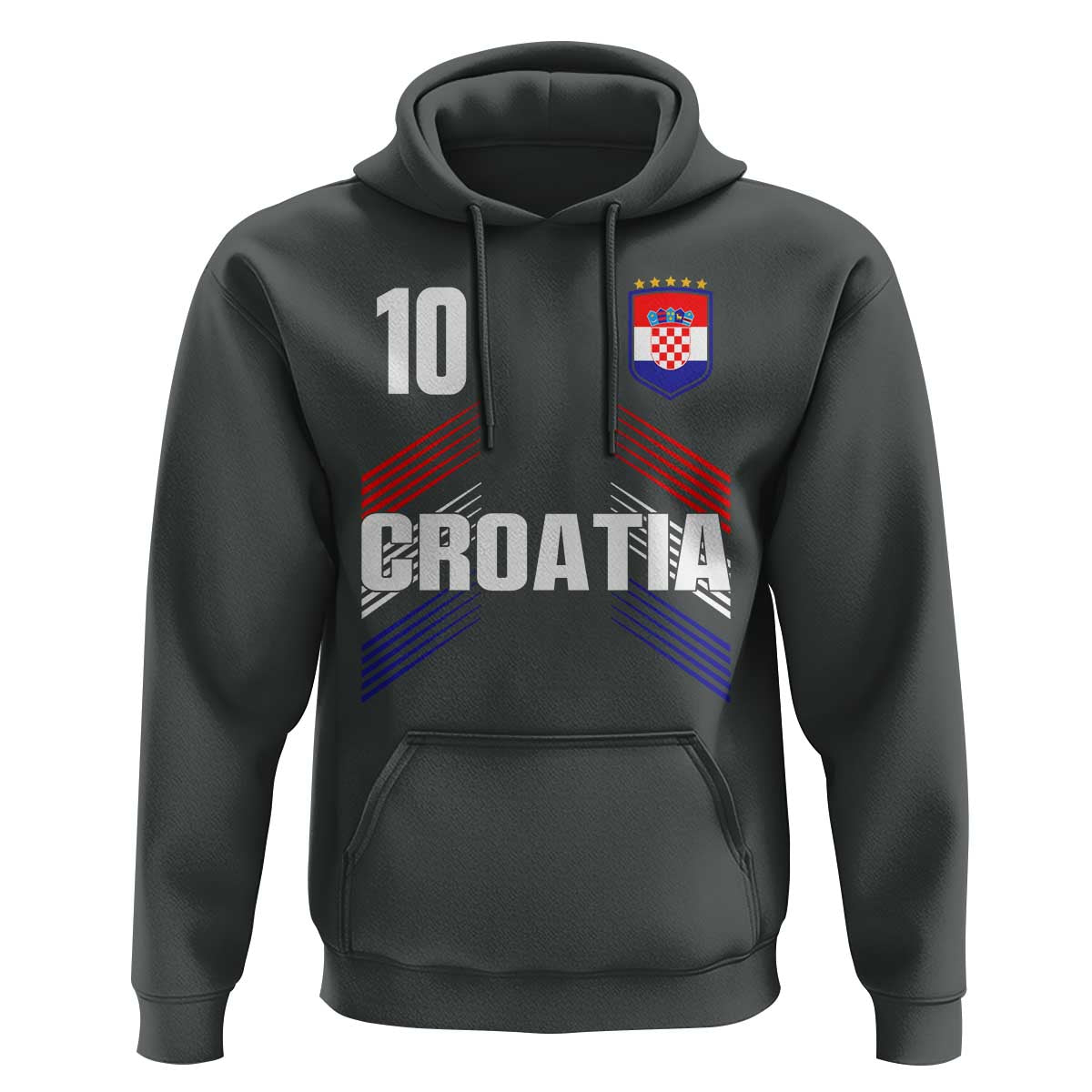 Croatia Soccer Sports Graphic Number 10 Jersey Style Hoodie Proud Croatian Football Fans Game Day Pride