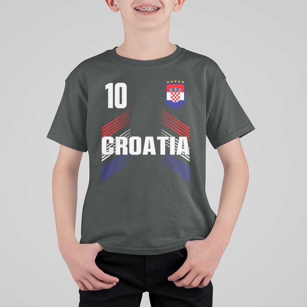 Croatia Soccer Sports Graphic Number 10 Jersey Style T Shirt For Kid Proud Croatian Football Fans Game Day Pride