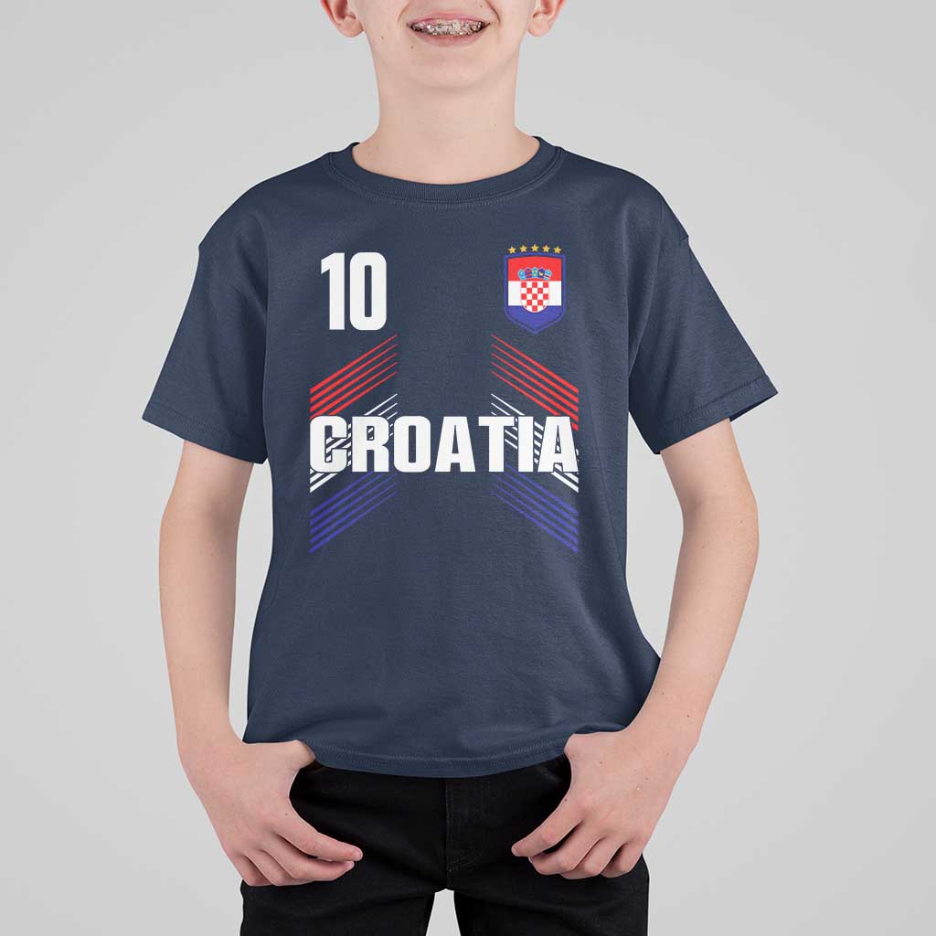 Croatia Soccer Sports Graphic Number 10 Jersey Style T Shirt For Kid Proud Croatian Football Fans Game Day Pride
