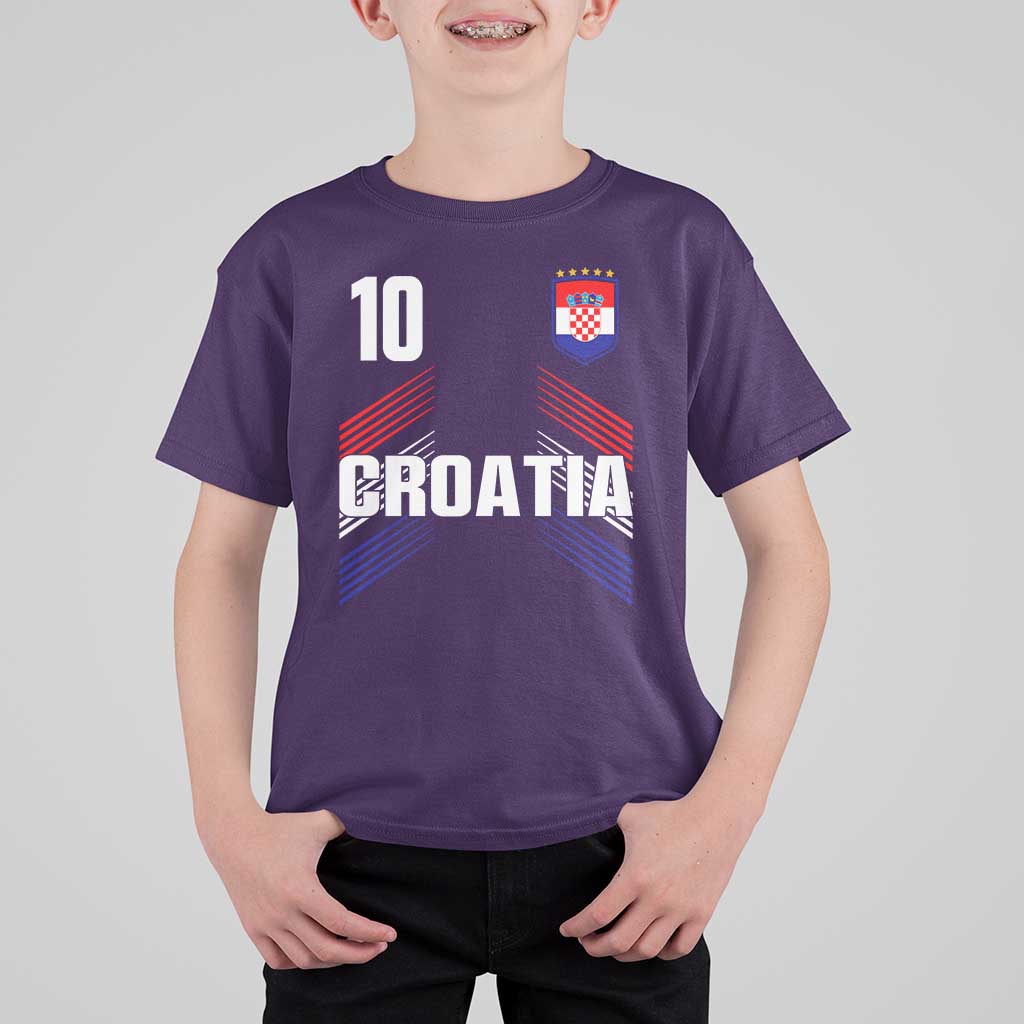 Croatia Soccer Sports Graphic Number 10 Jersey Style T Shirt For Kid Proud Croatian Football Fans Game Day Pride