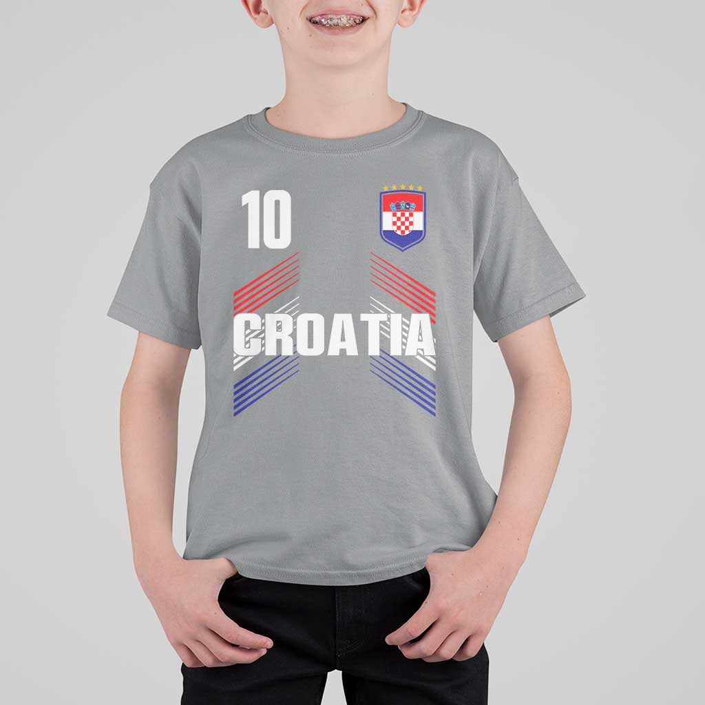 Croatia Soccer Sports Graphic Number 10 Jersey Style T Shirt For Kid Proud Croatian Football Fans Game Day Pride
