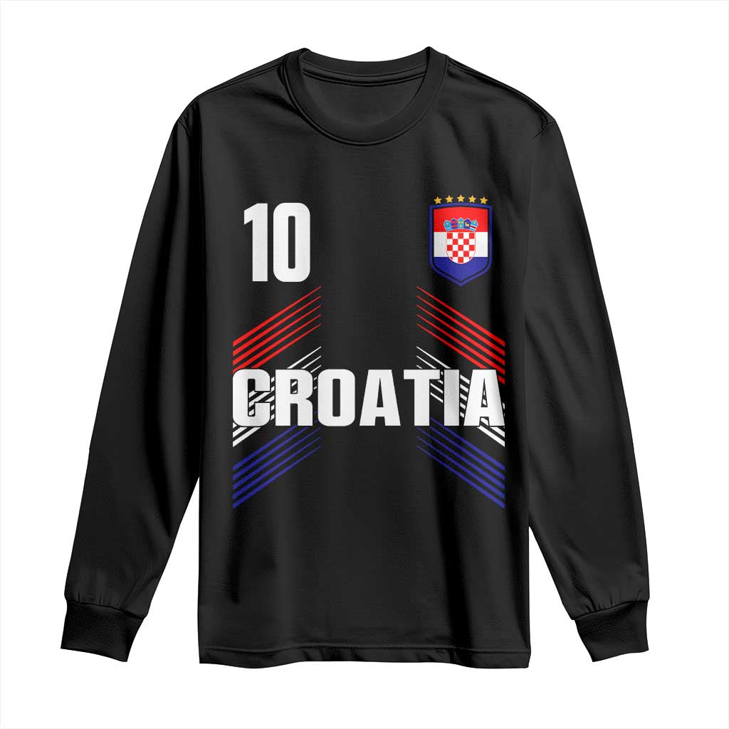 Croatia Soccer Sports Graphic Number 10 Jersey Style Long Sleeve Shirt Proud Croatian Football Fans Game Day Pride