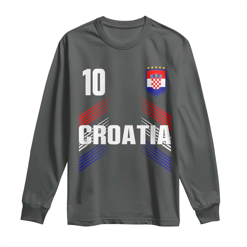 Croatia Soccer Sports Graphic Number 10 Jersey Style Long Sleeve Shirt Proud Croatian Football Fans Game Day Pride