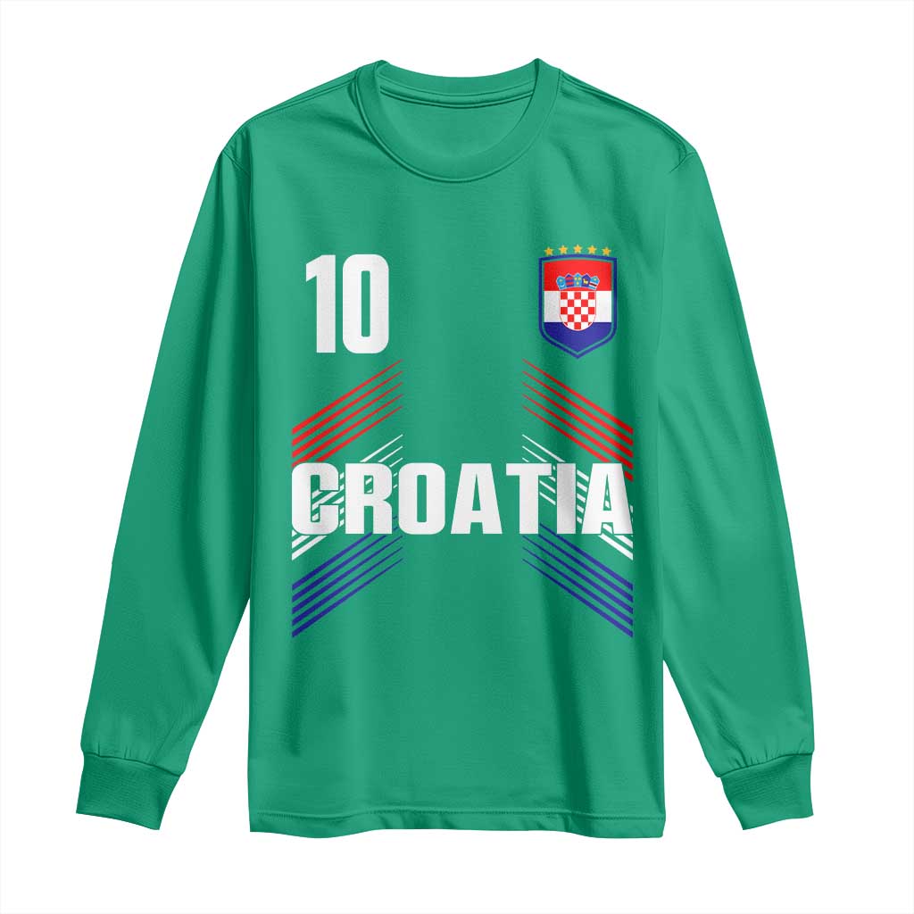 Croatia Soccer Sports Graphic Number 10 Jersey Style Long Sleeve Shirt Proud Croatian Football Fans Game Day Pride