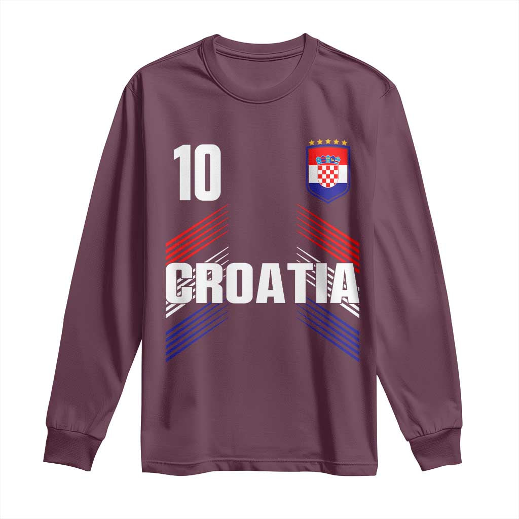 Croatia Soccer Sports Graphic Number 10 Jersey Style Long Sleeve Shirt Proud Croatian Football Fans Game Day Pride