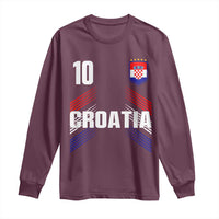 Croatia Soccer Sports Graphic Number 10 Jersey Style Long Sleeve Shirt Proud Croatian Football Fans Game Day Pride