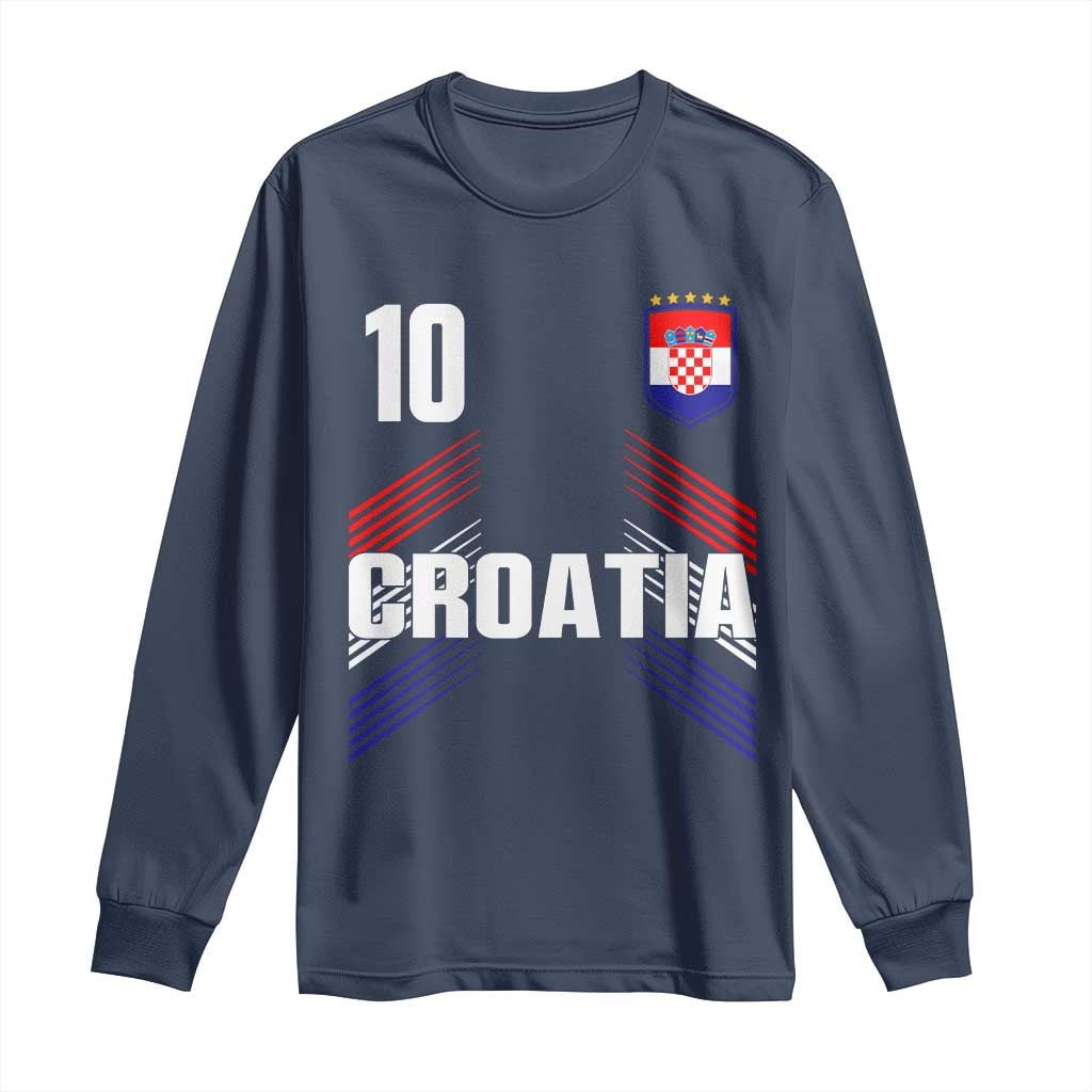 Croatia Soccer Sports Graphic Number 10 Jersey Style Long Sleeve Shirt Proud Croatian Football Fans Game Day Pride