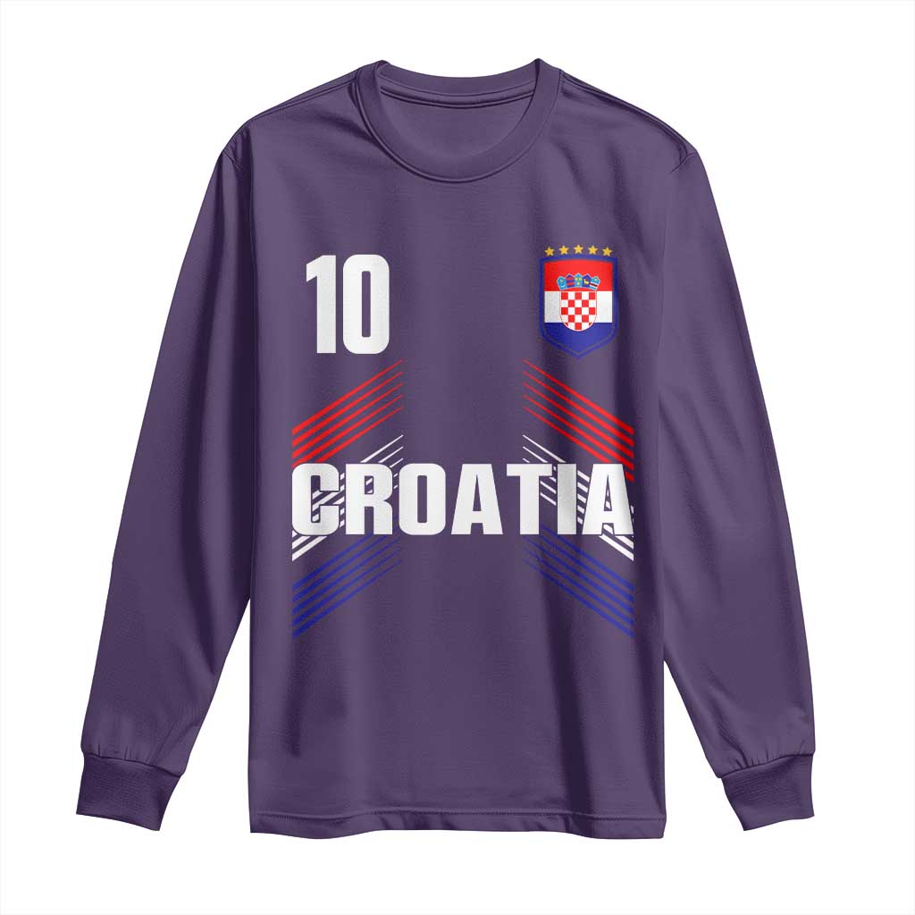 Croatia Soccer Sports Graphic Number 10 Jersey Style Long Sleeve Shirt Proud Croatian Football Fans Game Day Pride
