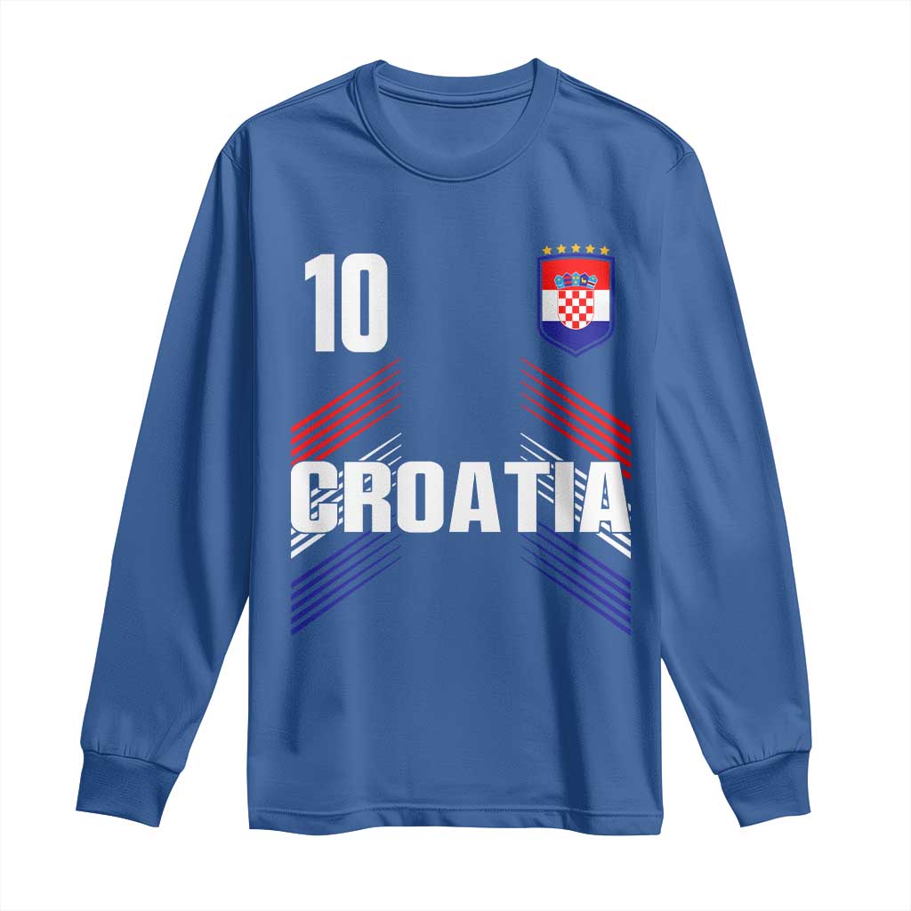 Croatia Soccer Sports Graphic Number 10 Jersey Style Long Sleeve Shirt Proud Croatian Football Fans Game Day Pride