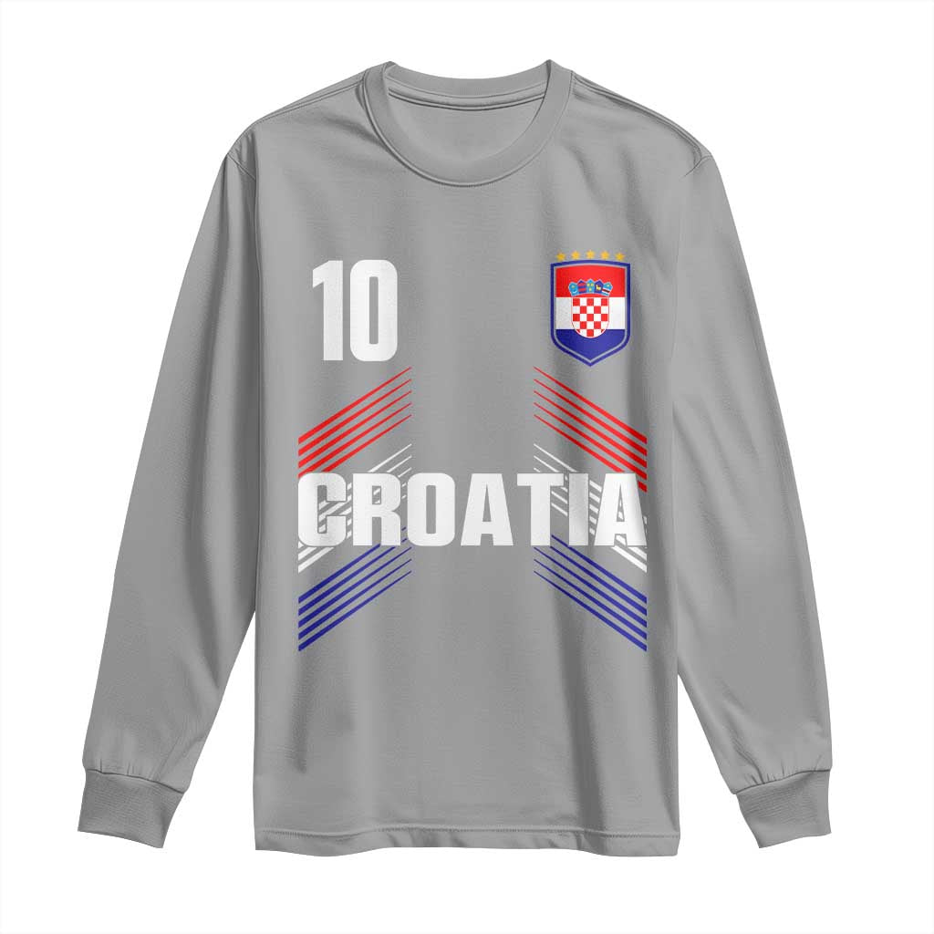 Croatia Soccer Sports Graphic Number 10 Jersey Style Long Sleeve Shirt Proud Croatian Football Fans Game Day Pride