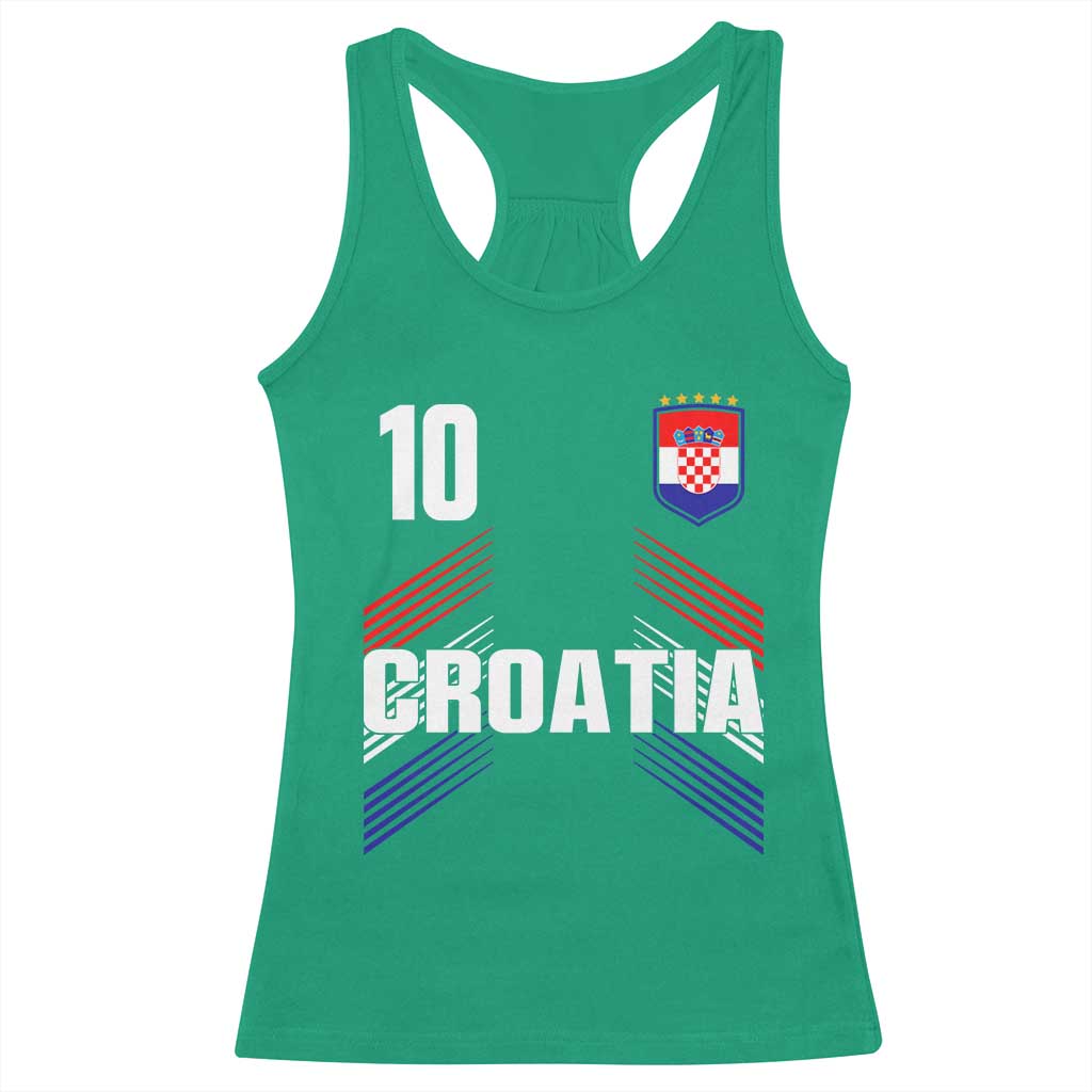 Croatia Soccer Sports Graphic Number 10 Jersey Style Racerback Tank Top Proud Croatian Football Fans Game Day Pride