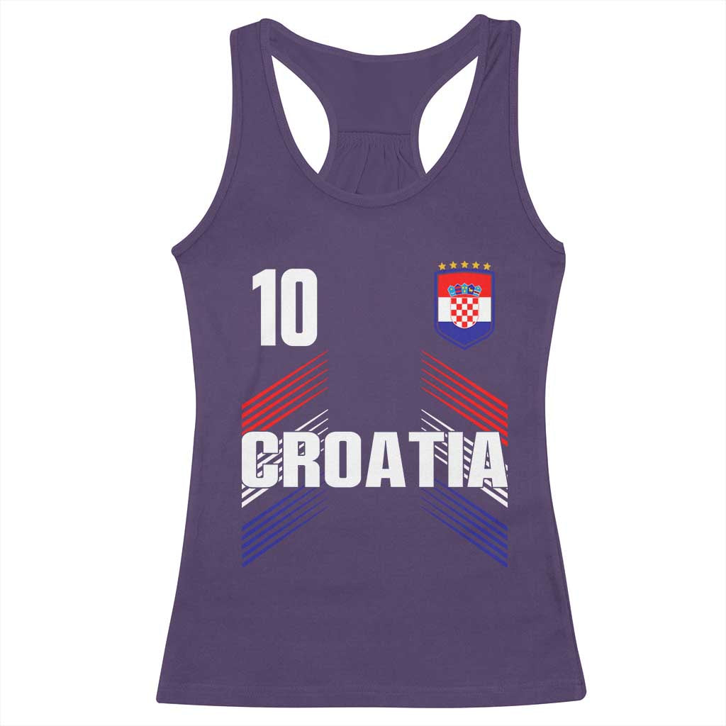 Croatia Soccer Sports Graphic Number 10 Jersey Style Racerback Tank Top Proud Croatian Football Fans Game Day Pride