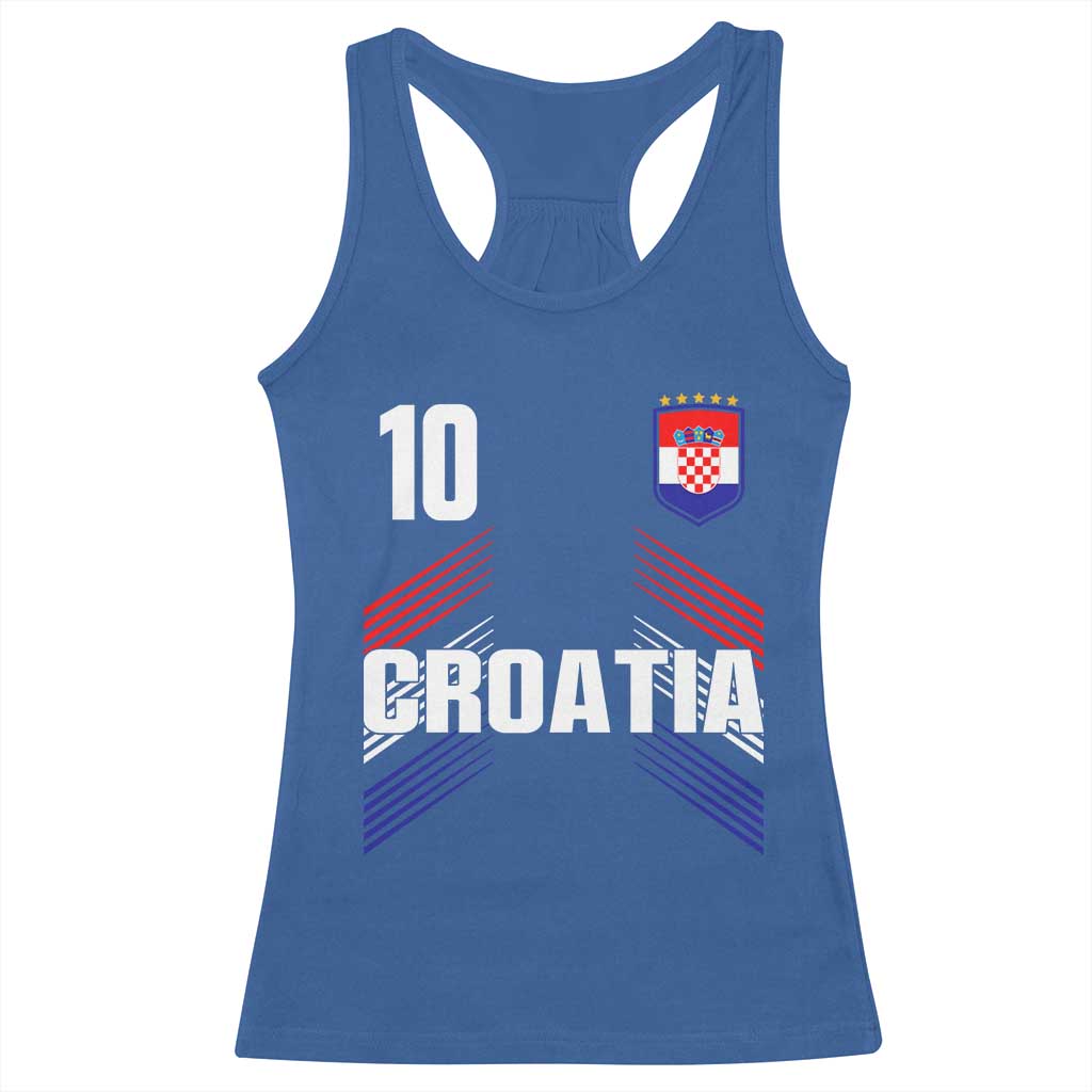 Croatia Soccer Sports Graphic Number 10 Jersey Style Racerback Tank Top Proud Croatian Football Fans Game Day Pride